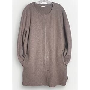PureJill Women's brown Heavyweight Ponte Knit Snap Front Jacket XL Tall